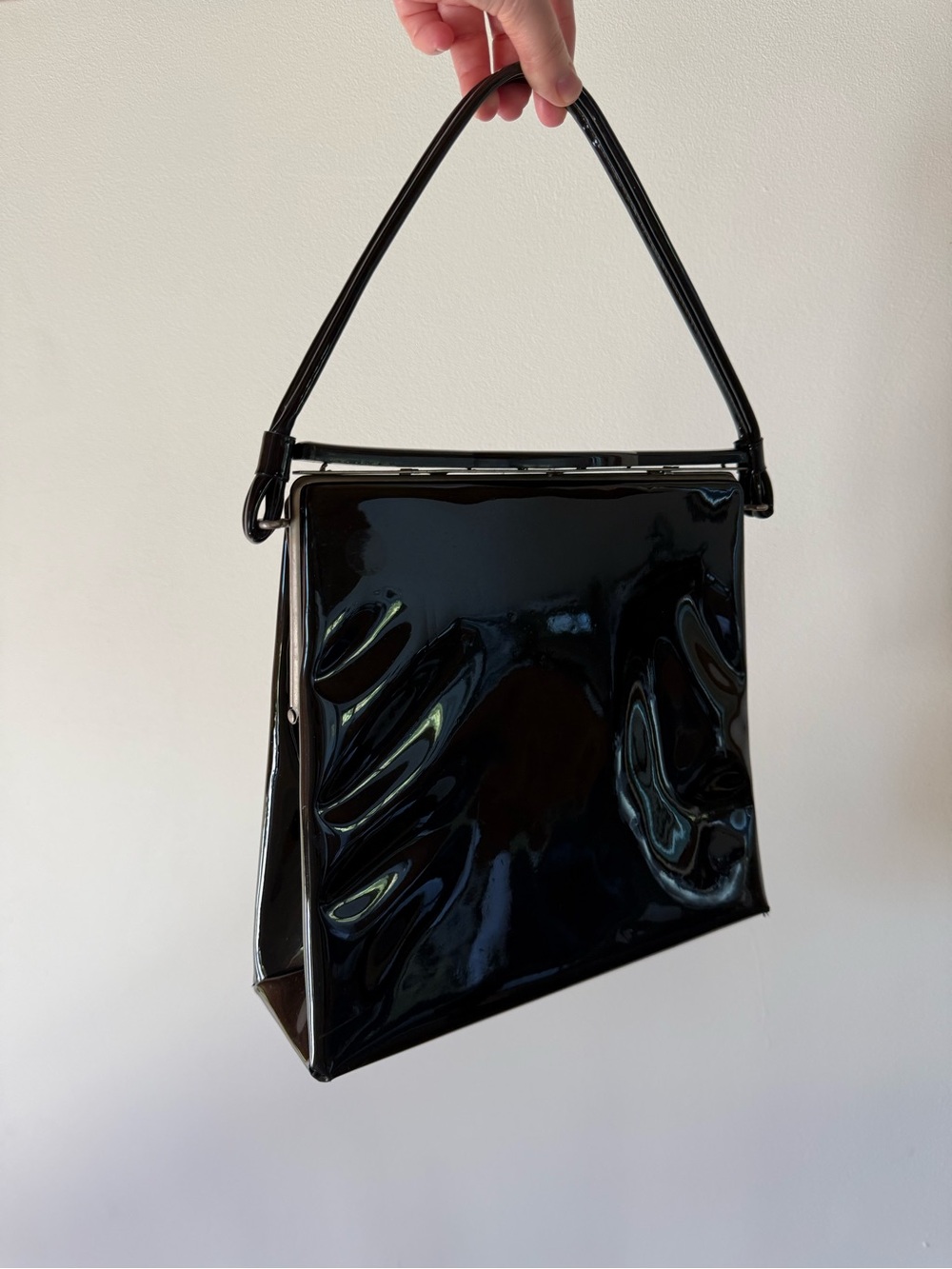 Vintage Black Patent Shoulder Bag